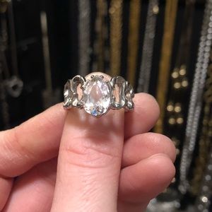 Silver tone CZ ring